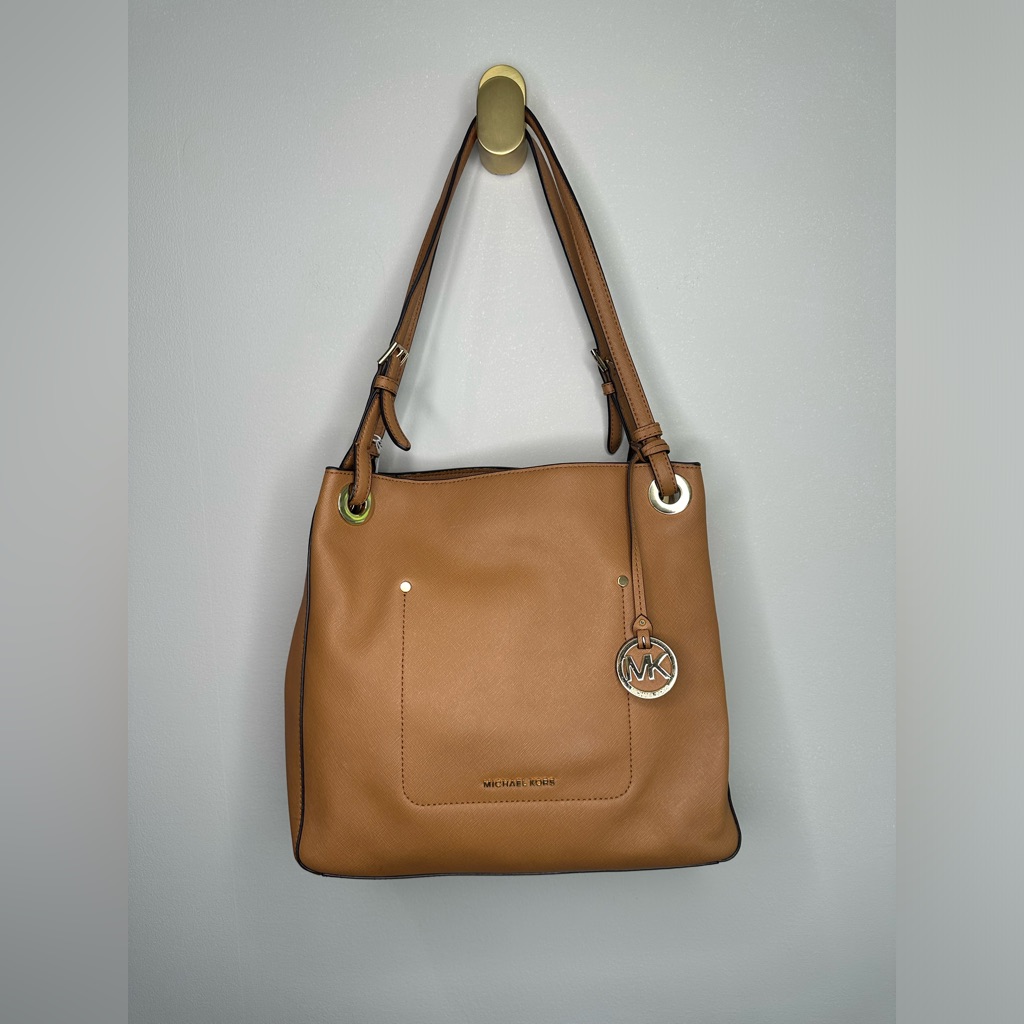 Michael Kors Walsh Medium Shoulder Tote Brown Leather